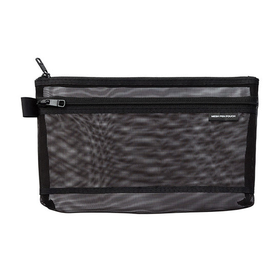 Midori Mesh Pen Pouch — Black — front view
