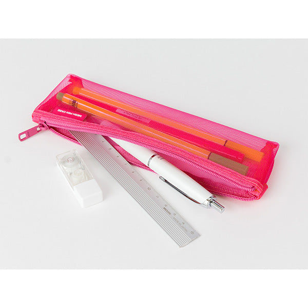 Midori CL Mesh Mini Pen Pouch — Pink — with packaging