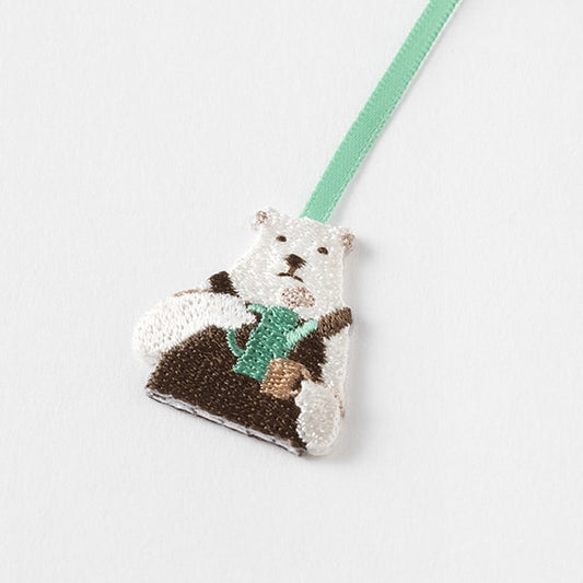 Midori Embroidery Bookmarker — Polar Bear — detail view