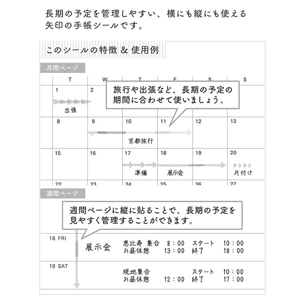 Midori Plan Sticker — Arrow Pastel — close-up