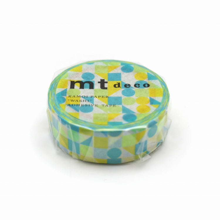 mt Deco Washi Tape — Maru Sankaku Shikaku Blue — pattern detail