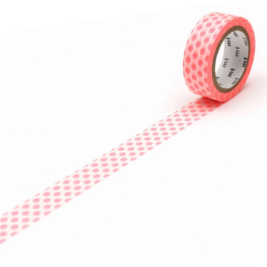 mt Deco Washi Tape — Dot Shocking Red — roll front
