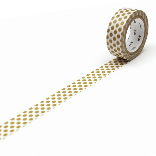 mt Deco Washi Tape — Dot Gold 2 — roll front