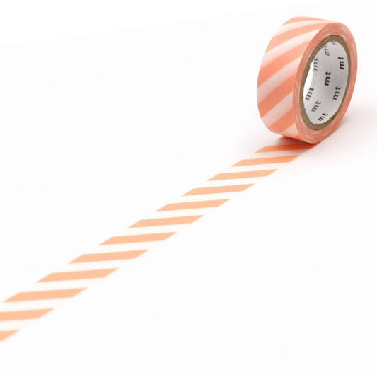 mt Deco Washi Tape — Stripe Salmon Pink — roll front