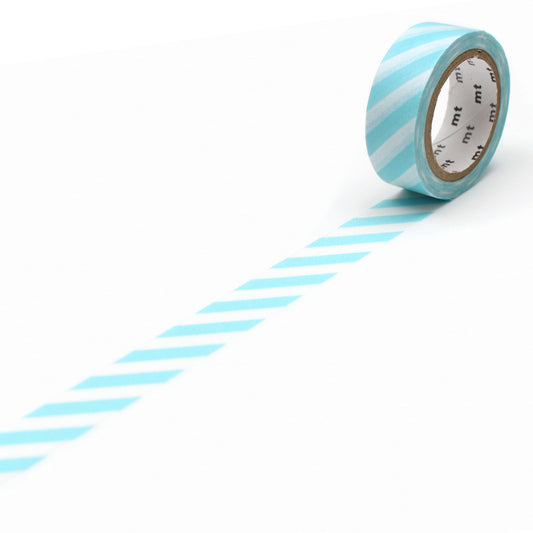 mt Deco Washi Tape — Stripe Mint Blue — roll front