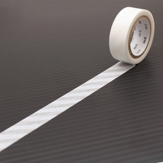 mt Deco Washi Tape — Stripe White — roll front