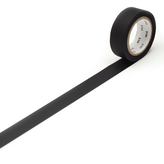 mt Basic Washi Tape — Matte Black 7m — roll front
