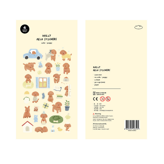 Suatelier Daily Deco Sticker — Puppy — sheet front