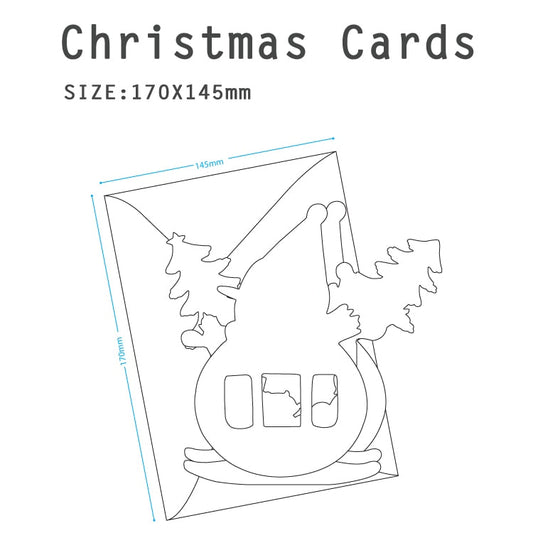 D'Won 3D Pop Up Christmas Card — Snowmen On Ski — card open showing design