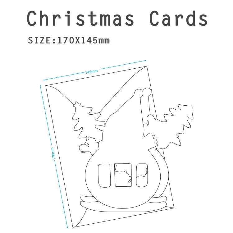 D'Won 3D Pop Up Christmas Card — Snowmen On Ski — card open showing design