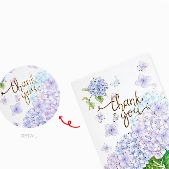 D'Won Thank You Card — Hydrangea — flat lay