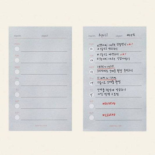 Suatelier Sticky Memo Weekly Plan — detail view