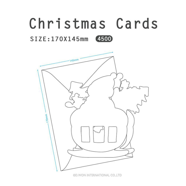 D'Won 3D Pop Up Christmas Card — Santa On Ski — card open showing design