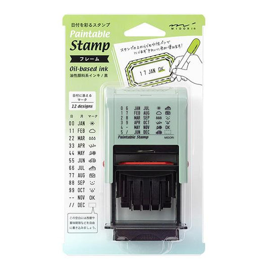 Midori Paintable Rotating Date Stamp — Frame — stamp front