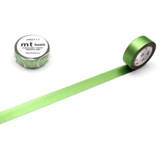mt Basic Washi Tape — High Bright Yellow Green 7m — roll front