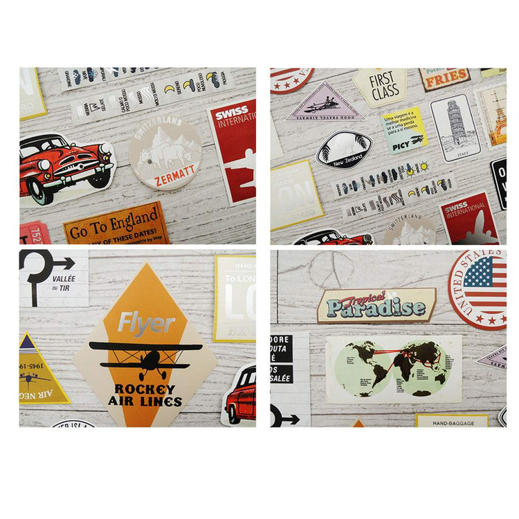 Suatelier Travel Luggage Sticker Pack — Vintage Labels — sheet front