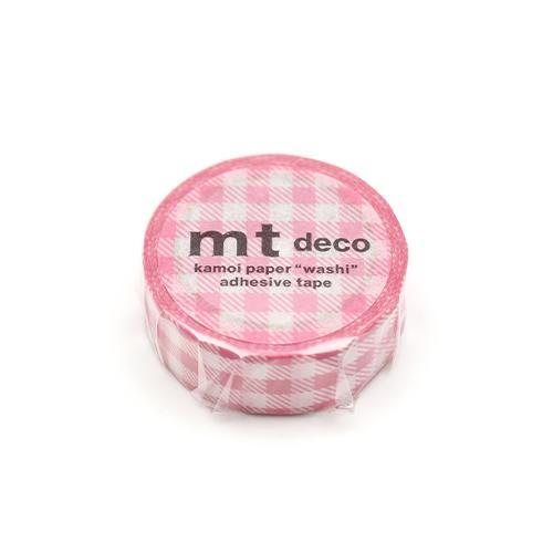 mt Deco Washi Tape — Stripe Pink Checkered — pattern detail