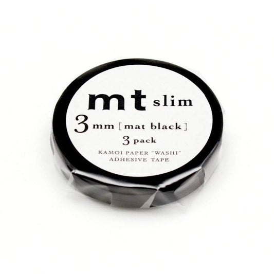 mt Slim 3mm Washi Tape — Set Matte Black (7m) — pattern detail