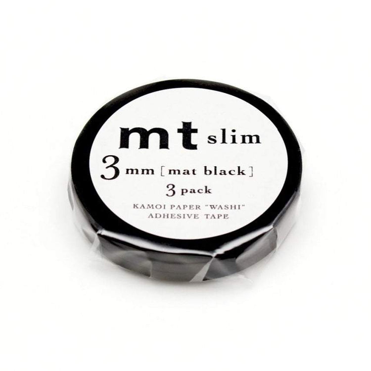 mt Slim 3mm Washi Tape — Set Matte Black (7m) — pattern detail
