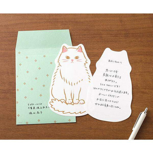 Midori Letter Set Die-Cut Animal — Cat Pattern — detail view