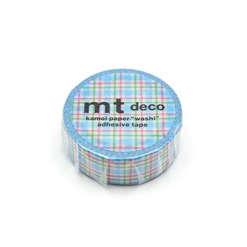 mt Deco Washi Tape — Colorful Blue Checkered — pattern detail
