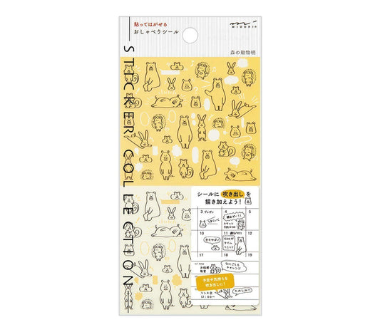 Midori Notebook Sticker — Talking Forest Animals — sheet front