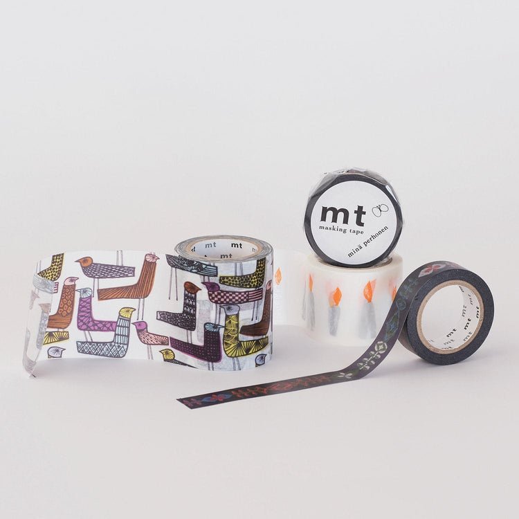 mt x Mina Perhonen Washi Tape — Petal Flame — rolled out on paper