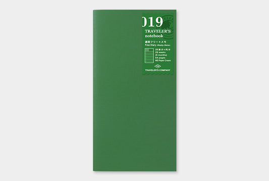 Traveler's Notebook Refill 019 (Regular Size) — Weekly Diary + Memo — front view