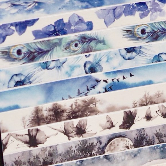 BGM blue and grey colour themed washi tapes