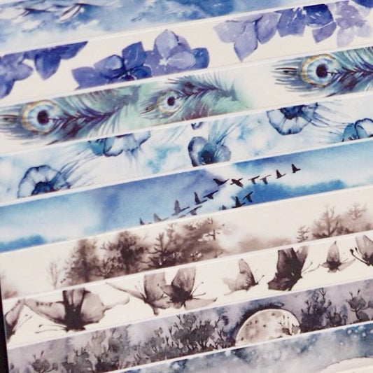 BGM blue and grey colour themed washi tapes