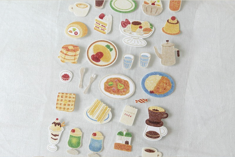 Suatelier Daily Deco Stickers — Kissaten — applied in a journal