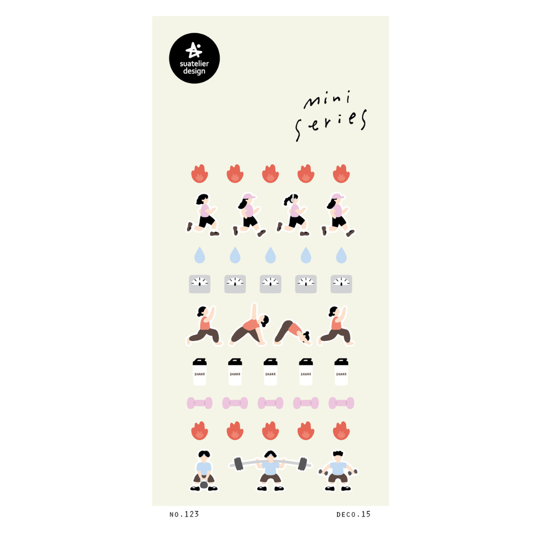 Suatelier Mini Series Stickers — Deco.15 (Workout) — sheet front
