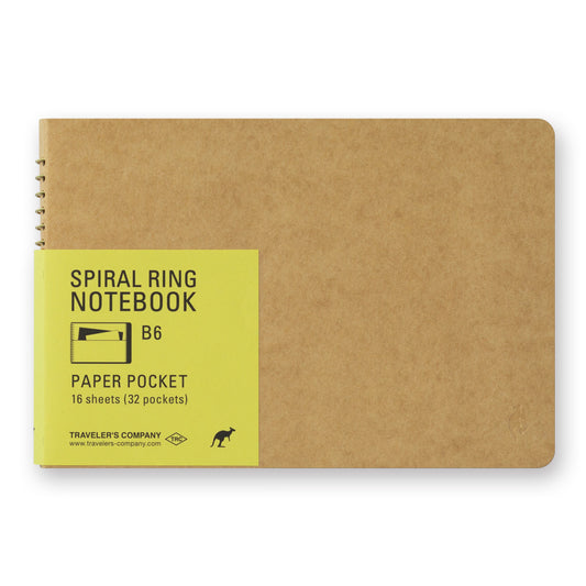 Traveler's Spiral Ring Notebook (B6) — Paper Pocket — front view