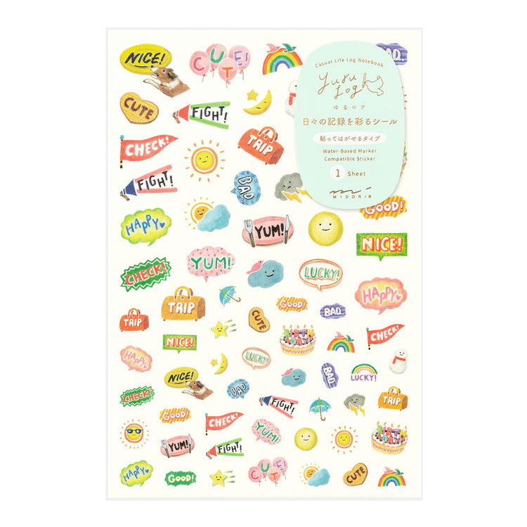 Midori Yuru Log Sticker <1 Sheet> — Feeling — sheet front