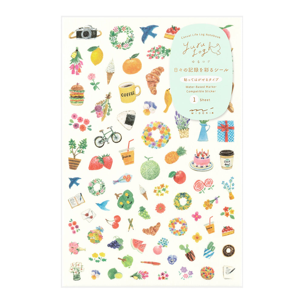 Midori Yuru Log Sticker <1 Sheet> — Motif — sheet front