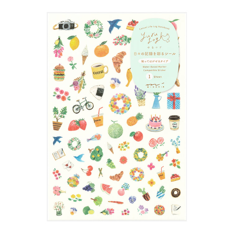 Midori Yuru Log Sticker <1 Sheet> — Motif — sheet front