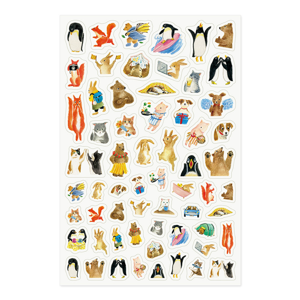 Midori Yuru Log Sticker <1 Sheet> — Animal — sticker detail
