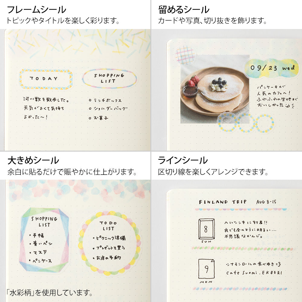 Midori Yuru Log Sticker <2 Sheets> — Scandinavia — close-up