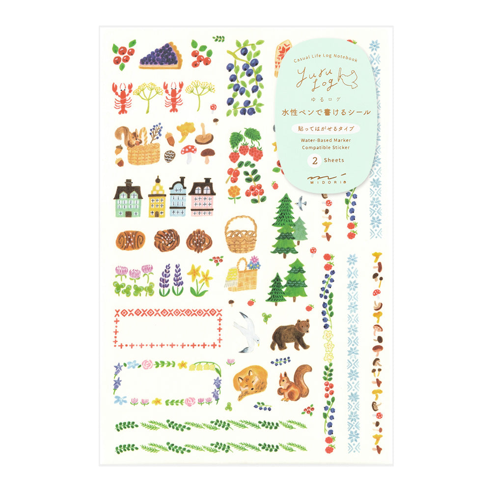 Midori Yuru Log Sticker <2 Sheets> — Scandinavia — sheet front