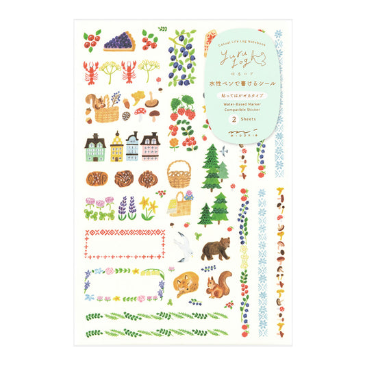 Midori Yuru Log Sticker <2 Sheets> — Scandinavia — sheet front