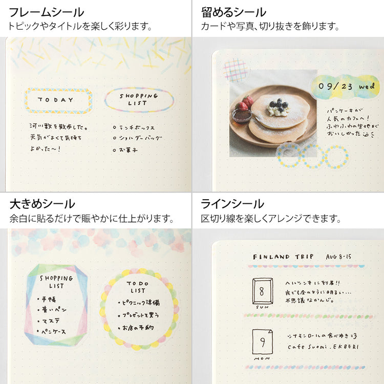 Midori Yuru Log Sticker <2 Sheets> — Watercolor — with packaging
