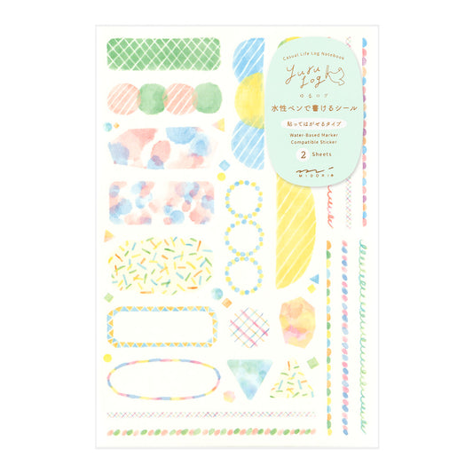 Midori Yuru Log Sticker <2 Sheets> — Watercolor — sheet front