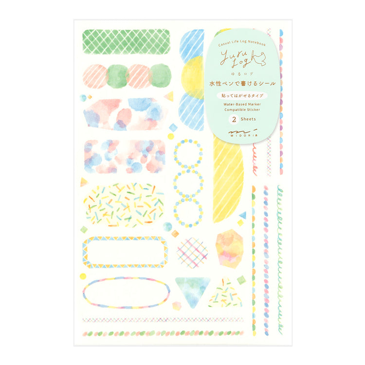 Midori Yuru Log Sticker <2 Sheets> — Watercolor — sheet front