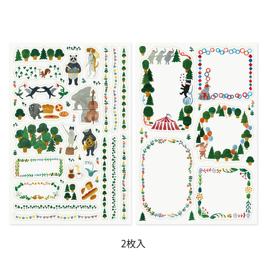 Midori Yuru Log Sticker <2 Sheets> — Forest Animal — sticker detail