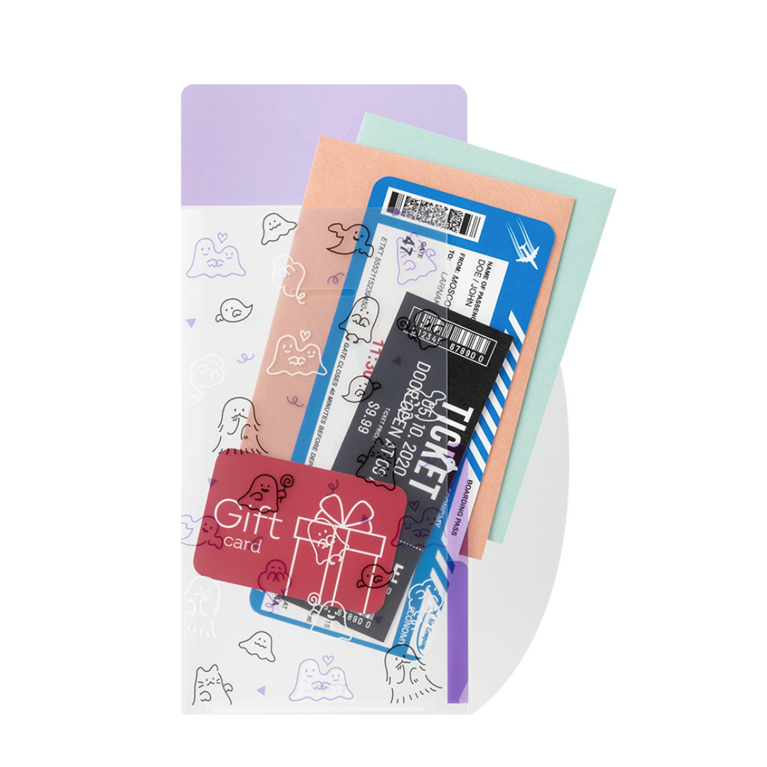 Midori A5 Slim 3-Pocket Clear Folder with Flap — Ghost — with packaging