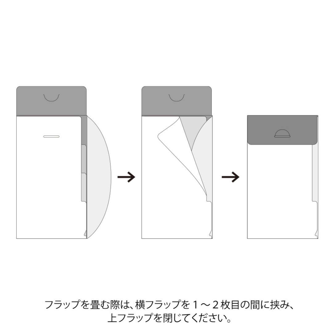 Midori A5 Slim 3-Pocket Clear Folder with Flap — Ghost — angle view