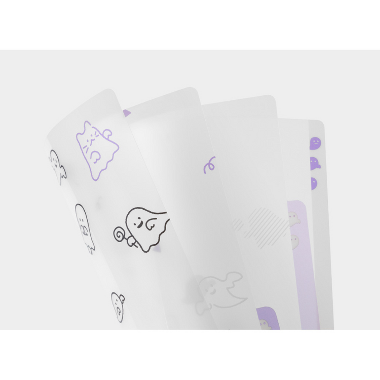 Midori A4 3-Pocket Clear Folder — Ghost — angle view