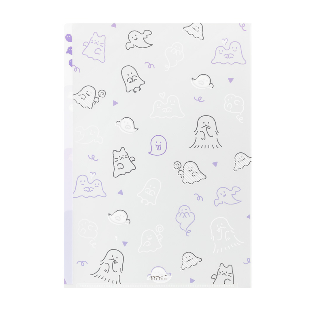 Midori A4 3-Pocket Clear Folder — Ghost — detail view