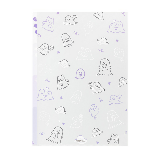 Midori A4 3-Pocket Clear Folder — Ghost — detail view