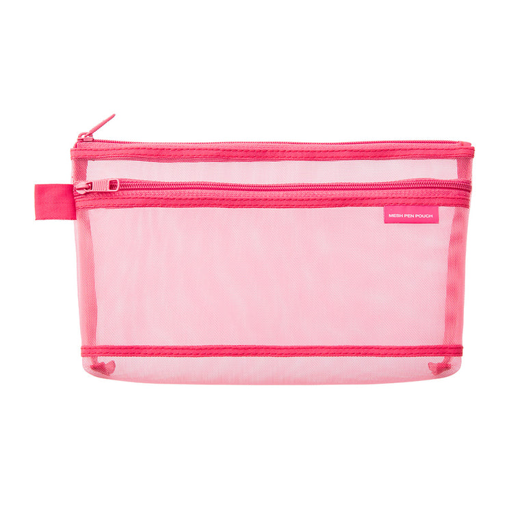 Midori Mesh Pen Pouch — Pink A — with packaging